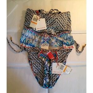 Red Carter Women's Bikini Swimsuit Set Size Small Denim Multi